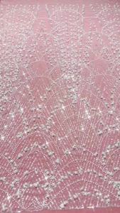 White Luxury African Handmade Heavy Beaded Sequin Lace Fabric 5 Yards Luxurious French Tulle Lace Fabric for Party Dresses