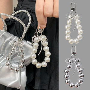 พวงกุญแจประดับจี้ห้อยกระเป๋าถือพวกกุญแจสำหรับกระเป๋าสะพายสำหรับเด็กผู้หญิงผู้หญิงพวงกุญแจประดับตกแต่งสไตล์อินสตาเมติกผูกโบว์เคสหูฟังเสน่ห์