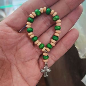 10pcs Mini Wood Rosary Wooden Souvenir Giveaway in Assorted Colors with Cross Charm Perfect for Gifts