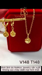 Bộ dây chuyền và bông tai Quả Cầu Hoa V148 T148 Dành Cho Nữ Bộ trang sức nữ