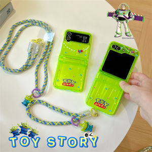 Creative Flippable Screen Samsung ZFlip7 Phone Case Green Fluorescent Three-Eyed Female Style Full Cover Protective Shell