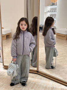 DuPont Cotton Winter Jacket for Children Lightweight Warm Windproof Short Stand Collar Girls Fashionable Cotton Coat