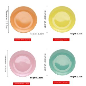 Colorful Ceramic Plate Set Home Use Breakfast Dish Korean Style Fruit Tray Creative Dinnerware Plate Bowl Set Macaron Color