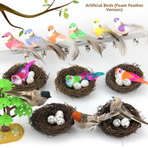 HANYIMOWAN | Colorful Foam Feather Simulation Bird Nest Eggs Decor