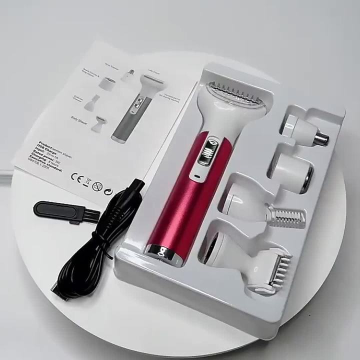 5 in 1 Electric Razor for Women Removal for Body Nose Hair Trimmer Face Shavers Eyebrow Legs Armpit Bikini Area Pubic s Painless Rechargeable Portable Faci