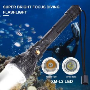 diving flashlight water proof 1200LM 10W L2 Underwater Proof 100M Depth Torch Lamp COD | Philippines Stock