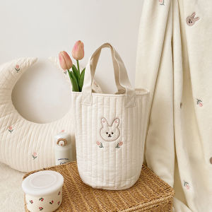 Ttbebe South Korea Ins Embroider Quilted Mummy Bag Hand Holding Bucket Bag Satchel Baby Stroller Hanging Storage Bag