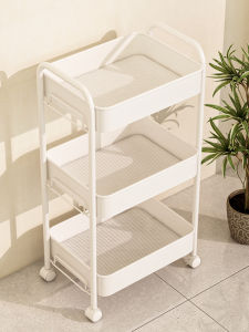 Living Room Multi-layer Storage Rack Stand Carbon Steel Mobile Cart Small Pushcart Trolley Floor-standing Organizer Shelf