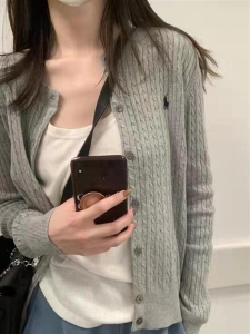 Embroidered Crew Neck Knitting Cardigan Female 2024 Spring & Fall New Preppy Style Plait Cardigan Stylish Sweater Outwear