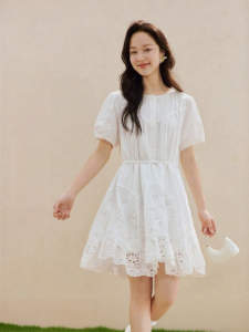 INMAN | Vacation Style V-Neck Waist Cinching A-Line Dress
