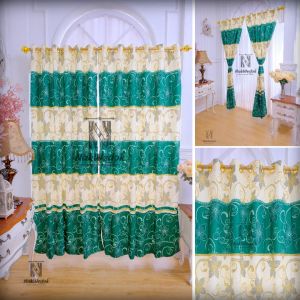 Gorden Jendela & Pintu Panjang Murah Tapi Mewah Motif Green House