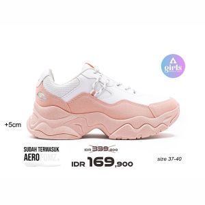 Aerostreet 37-40 Aurora Merah Muda Pastel Merah Muda Pastel Putih - Sepatu Sneakers Casual Sport Pria Wanita Aero Street