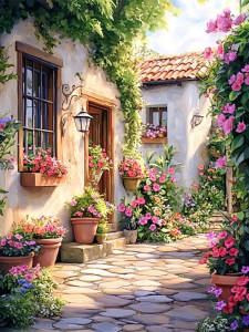 Huacan 5D DIY Diamond Painting Town Street View Mosaic Rhinestones Painting Flower Embroidery Kits Home Decoration