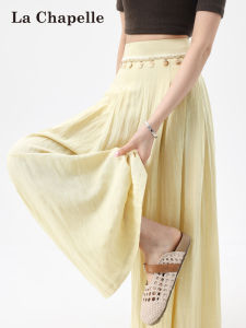 La Chapelle | Yellow Tencel Linen High Waist Wide-leg Shorts