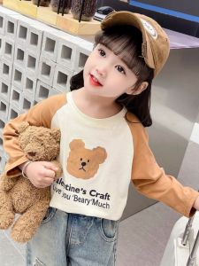 Áo Thun Dài Tay in Họa Tiết Hoạt Hình Thời Trang Cho Bé Gái Mùa Thu Mới Về Phong Cách Ngọt Ngào Đa Năng Cotton Pha Polyester