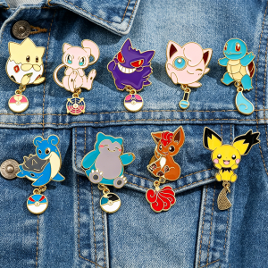 Bandai | Mew Snorlax Enamel Pins with Pokeball Charm Pendant Cartoon Metal Badges for Backpack Clothing Decor Fans Gift