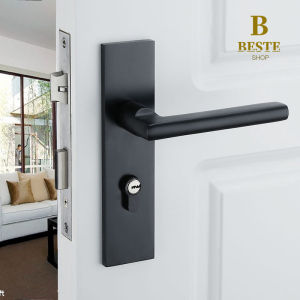 Space Aluminum Bedroom Door Lock Home Security Handle With Keys Screw Black Antique Minimalist European Style Bedroom Simple Interior Door Handle Lock Security Lock Black Solid Aluminum Alloy Door Lock