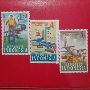 Prangko Indonesia Klasik Koleksi Kuno 3 Pcs Seri Hari Penerbangan Tahun 1967 UN USED