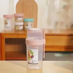 SG   Salad Cup Multifunctional Bottle Salad Container Double Layer Dual-Purpose Fresh-Keeping Box 1070ML
