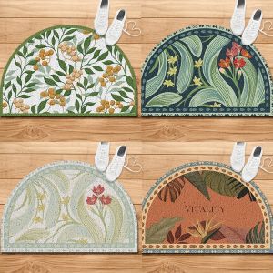 Elegant American-Style Floral Semicircle Entrance PVC Loop Floor Mat Earth Removing Foot Mat Entrance Home Use Door Mat Lobby