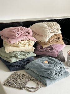 Thickened A-Class Pure Color Milk Velvet Bed Canopy Single Piece Crystal Velvet Coral Velvet Bed Cover Mattress Cover