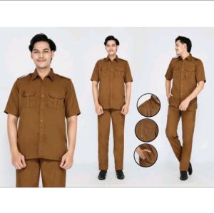 Seragam PNS Pemda Pria Guru Baju Seragam PNS ASN Pemkab Pemkot Pegawai Negeri Sipil Lengan Pendek