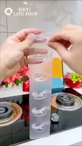 Punch-Free Transparent 6 Hooks Adhesive Row Hooks Transparent Wall Hooks Heavy Duty Self Adhesive Hooks Drill-Free Wall Hooks