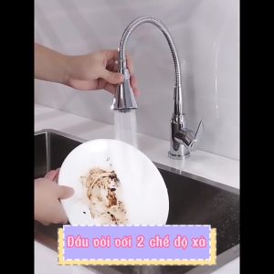 Vòi rửa chén nóng lạnh cần mềm gắn chậu cao cấp KENISI-VNLM24 cổ bi xoay 360 với đầu vòi 2 chế độ xả nước