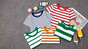 Kids Short Sleeve Cotton Stripe Bottoming Line Baby Clothes Baju Bayi Baju Budak Lelaki Perempuan Baju T Shirt Budak