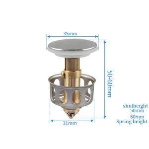 Universal Explosion-proof Wash Drain Filter Pop Up Basin Bounce Core Sink Drain Plug Bathroom Lavatory Kitchen Bathtub Tool