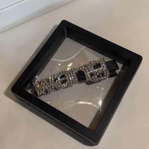 High-End Shiny Black Hair Claw for Women Trendy Korean Style Large Size Letter Embellished Hairpin with Sparkling Diamonds