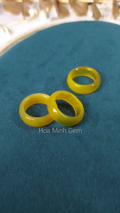 Nhẫn đá Mã Não vàng size lớn đường kính 19mm dày nhẫn 8.3 li phong cách nhẫn nam đĩnh đạc | Hoa Minh Gem