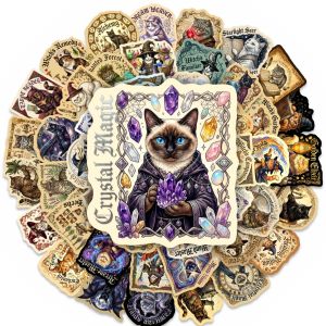 50/100 Pcs Vintage Wizard Cat Magic Book Stickers DIY Scrapbook for Phone Skate Helmet Car Guitar Suitcase File Folder Decals