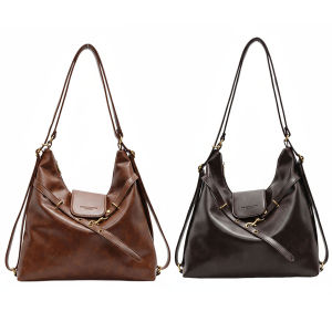 LovSpor❤PU Crescent Hobo กระเป๋าเข็มขัดหัวเข็มขัดกระเป๋าสะพายไหล่กระเป๋าถือสีทึบสำหรับสุภาพสตรีทำงานเดินทางเดินทาง