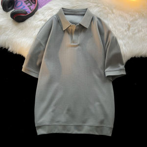 Áo Thun Polo Tay Ngắn Bằng Lụa Băng Ice Silk Cổ Chữ V Tay Ôm Vừa Vặn Mùa Hè Màu Trắng Phong Cách Mỹ Tay Lửng Thường Ngày Cho Nam