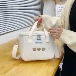 Insulated Cooler Bag Portable Sling Canvas Thermal Bag For Breastmilk Food Drink Lunch Box