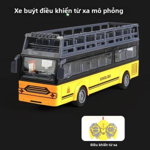 Xe Buýt Trường Học Điều Khiển Từ Xa Tỷ Lệ 1:30 4 Kênh Cửa Mở Được Mô Hình Xe Buýt Hai Tầng Xe Điện Dành Cho Trẻ Em Quà Giáng Sinh
