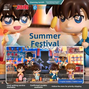 Conan Summer Carnival Blind Box Anime Surroundings Q Version Display Figurine Gift Static PVC Material Collectible Item