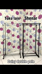 RAK GANTUNGAN SERBAGUNA / GANTUNGAN 4 RODA / DAISY GANTUNGAN 2 LAYER /PORTABLE / HANGER / LEMARI GANTUNG / GANTUNGAN BAJU/GANTUNGAN MODERN / DOUBLE STAND HANGER SHENAR - LEMARIMAJUJAYA