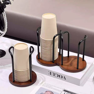 Disposable Cup Storage Holder Rack Shelf Water Tea Cups Wood Dispenser with Longer Stick Mug Display Stand Organizer Supplies