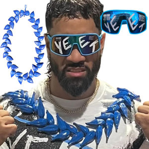 Jey Uso Blue Necklace YEET Sports Shades Roman Reigns Tribal Chief Samoan ULA FALA Red Merchandise