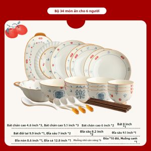 SHELI | Bộ Bàn Ăn Sứ Trung Quốc Mới Lạ Bóng Men Dưới