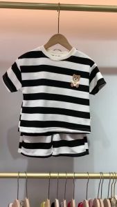 TREEHOUSE Baby Clothes for Boys: Simple Striped Short Sleeve Top + Shorts Two-piece Casual Set