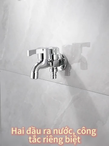 Vòi Nước 2 Đầu Ra Inox Dành Cho Máy Giặt - 2 Cổng Xả Nước Độc Lập