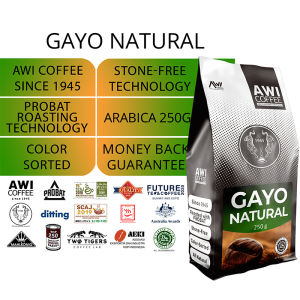 AWI KOPI GAYO NATURAL 250GR | Arabica| Roasted | Aceh Organic |Specialty  Organik|  coffee|  kopi gayo