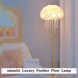 Hunta Feather Crystal Floor Lamp Feather Table Lamp AC220V Three-color Dimming Eye Protection Floor Lamp