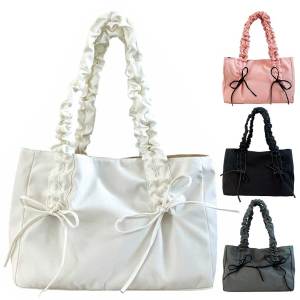 【HOSPORT】กระเป๋าโสหุ้ยผู้หญิงไนล่อนกระเป๋าไหล่สีทึบพร้อมโบว์กระเป๋ากระเป๋าใบไม่สบาย【1-3 วันจัดส่ง】