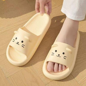 Printting Cute Cat Women Slippers Summer Indoor Soft Cartoon Sandals Bathroom Anti-slip Outdoor Comfy Men Leisure Shoes Couple