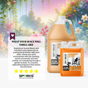 B1T1 Sparks Pet: SUNSET BLOOM Enzyme Pet Deodorizer & Odor Neutralizer for Dog & Cat Mess (1 Gallon)
