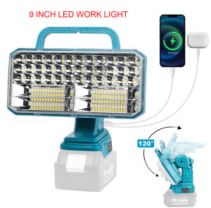 9" Cordless LED Work Light for Makita 18V Battery Adjustable FloodLight 4000 LM Portable LED Flashlight for Camping(No Battery)